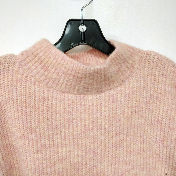$98 NEW Jamison Bailey Pointelle Sweater Pullover Mock Neck Pink Yellow Small - Picture 4 of 10